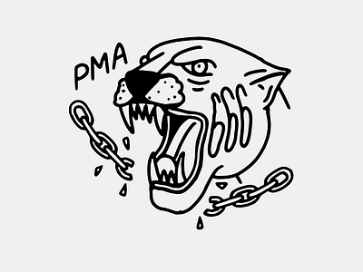 PMA ALL DAY black and white black and white logo chain design illustration lettering logo panther tattoo traditional tattoo