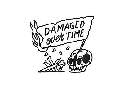 Damaged Over Time black and white design hand lettering illustration illustrator logo skull tattoo vintage