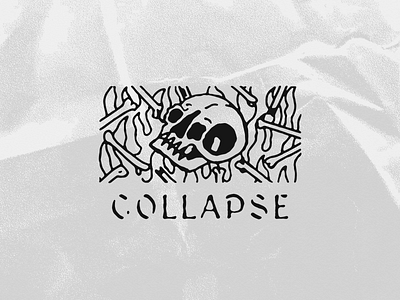 COLLAPSE black and white blackwork grit grunge hand lettering lettering skull skulls tattoo texture vintage