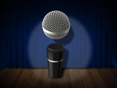 Microphone i icon logo microphone spotlight stage