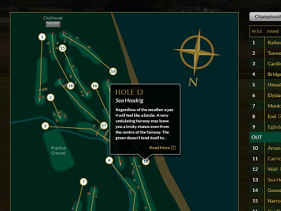 Golf Club Interactive Map compass dark golf map