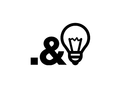 Stop and Think ampersand black and white full stop lightbulb think