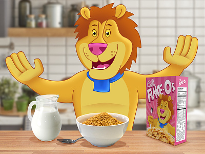 Lenny The Lion cereal illustration kitchen lion