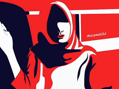 Red lips hijab illustrator