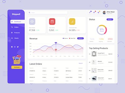 Shipped! - E-Commerce Dashboard behance dashboad dashboard ui designinpiration dribble illustration uidesign uiux userinterface webdesign