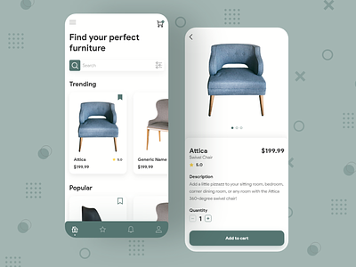 Furniture App UI app clean ui designinpiration dribble mobile app mobile ui uidesign userinterface