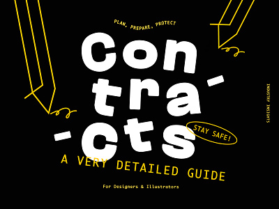 Cover artwork for our guide on Contracts branding contracts cover cust custom design education fun illustration lettering pen siganture stroke typography yellow