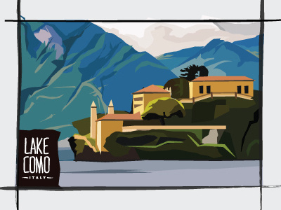 Lake Como Italy Illustration illustration italy lake landscape scene