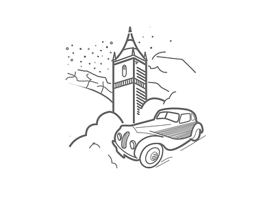 Bristol Illustration bristol car cabot tower car church clifton illustration line art