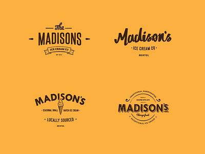 Madison's Ice Cream Co. custom ice cream co lettering script serif type typography vintage