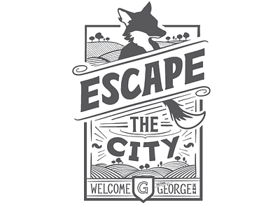 Escape The city country crest custom type fantastic mr fox farm fox illustration pub restaurant vector