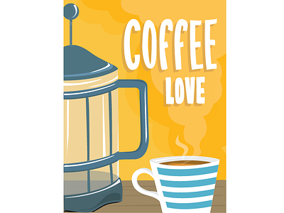 Coffee Love ad coffee cute folky fun illustration lettering poster typography vector vintage