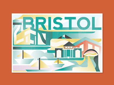 Bristol Pound - Note Design abstract architecture building gradient guitar illustration lighting paint bucket