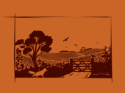 Shakespeare Illy bird countryside farm fox illustration linocut tree