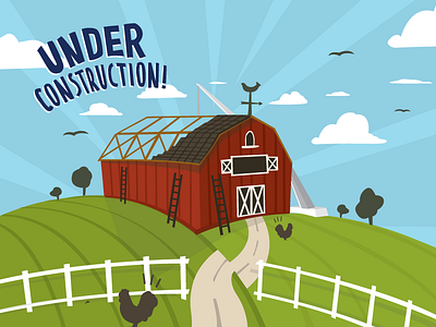 Barn illustration barn chicken countryside drinks farm gate hills natural organic