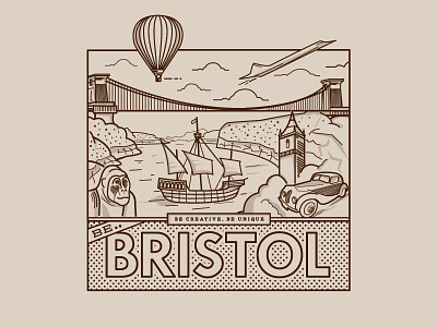 Bristol Artwork baloon bristol cabot tower gorilla mathew boat plane suspension bridge