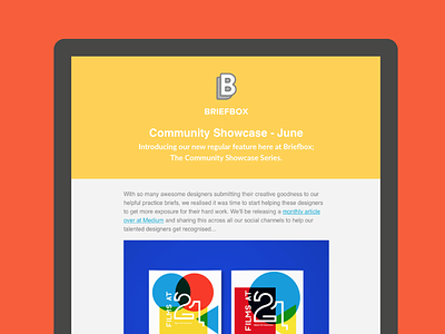 Briefbox Community Showcase - June briefbox design email newsletter