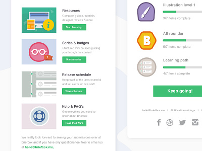 Briefbox engagement emails bar chart emails engagement form graph icon layout progress symbols