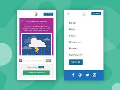 Briefbox mobile views briefbox cloud cta education lightning menu mobile socials