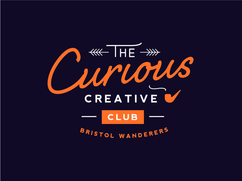 Curious Creatives Club pipe quirky vintage fun custom graphic symbol brand mark type badge lockup