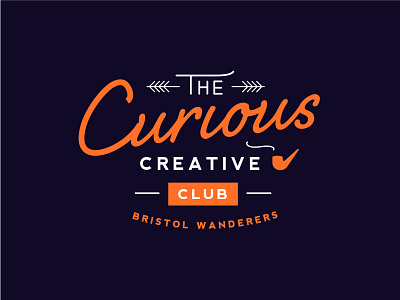 Curious Creatives Club badge brand custom fun graphic lockup mark pipe quirky symbol type vintage