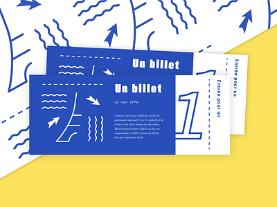 La Tour Eiffel tickets badge branding bright custom design france lettering pattern playful tickets typography