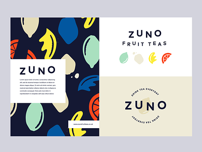 Zuno brand exploration brand drink fresh fruit healthy identity illutration leaf lemon lime natural nature art orange organic packaging tea