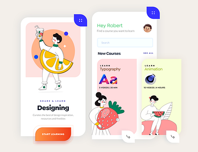Learning Platform App Design app design course course app courses education education app gradient illustration illustrator learn learning learning app minimal mobile app online app online courses online education school scroll university