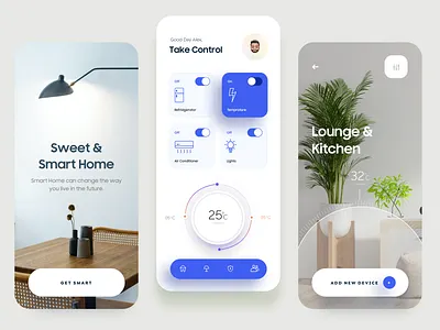 Smart Home Mobile App admin android app app design app ui control dashboad illustraion interaction ios minimal mobile mobile app modern design product design smart home smarthome temperature typogaphy ui design