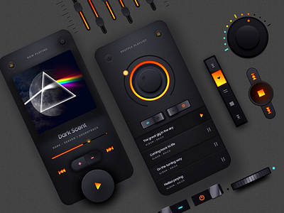 Music App Design - Skeuomorphism 3d animation app app ui design illustration minimal mobile mobile app music app playlist product design skeumorphism skeuomorphic songs typogaphy ui ux web web design