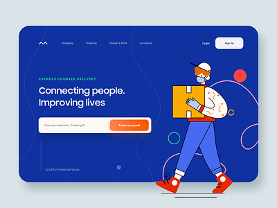 Shipping / Deliver app landing page app courier delivery design ecommerce illustration landing landing page minimal modern online shop people product design shipping tracking app typography ui vector web web app