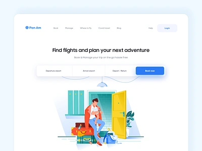 Flight Booking Web Design adventure app booking flight flight booking flights illustration landing minimal mobile travel typography ui ui design ux vector web web app web design website