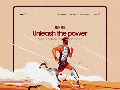 Nike - Flex Run landing page design design dog illustration landing landing page minimal nike nike running power product design runner running typography ui ui design vector web web design webdeisgn website