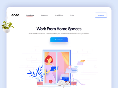 Work from home Landing page 3d 3d art app branding gradient graphic illustration landing landing page logo minimal office space product design typography web design website workfromhome workspace