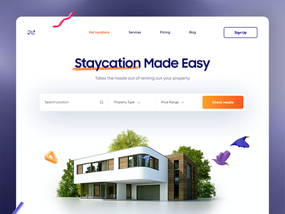 Stay Rent Home Landing Page 3d airbnb branding design home illustration product design real estate rent rental typography