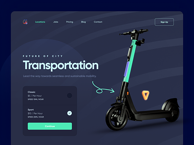 Electric Scooter Landing Page 3d charging creative design electric illustration landing landing page landing page design minimal product design scooter scooty typography vector web design website website design