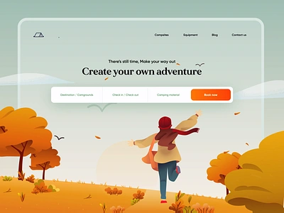 Autumn Camping Landing Page booking branding camping design illustration landing landing page landing page design minimal product design travel typography ui ui design vector web web design website website design