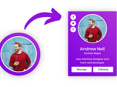 Animated Profile Card UI Design with Hover Animation in HTML CSS