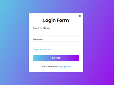 Popup Login Form Design in HTML & CSS dialog box html css login form login page login page design modal box modal login form popup login form