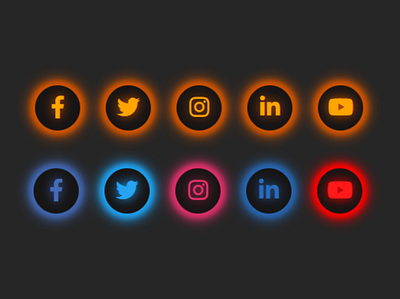 Glowing Social Media Icons Widget using only HTML & CSS css animation css effect css glowing effect glowing effect html css social media button social media icons