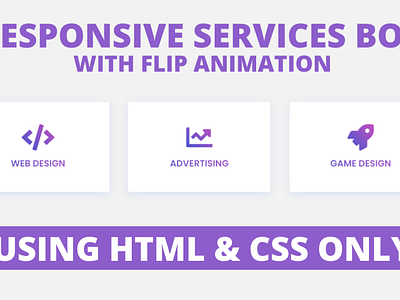 Responsive Services Box with Flip Animation using only HTML & CS css animation css effect html css responsive services box service box service section html css services card