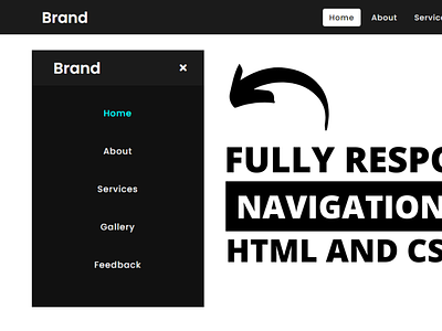 Responsive Navigation Menu Bar Design using only HTML & CSS