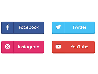3D Social Media Buttons using only HTML & CSS