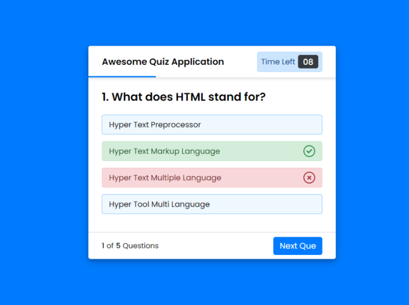 Create A Quiz App With Timer Using HTML CSS & JavaScript By CodingNepal ...