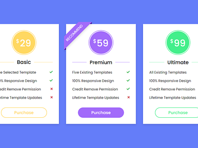 Responsive Pricing Tables using only HTML & CSS css animation css pricing card pricing cards