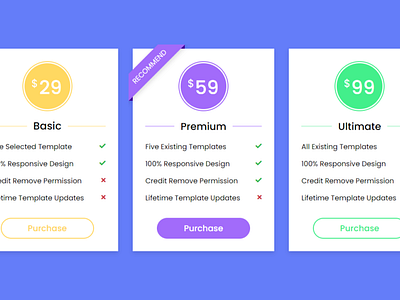 Responsive Pricing Tables using only HTML & CSS