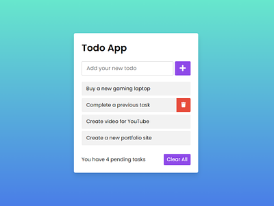 Todo List App using HTML CSS & JavaScript