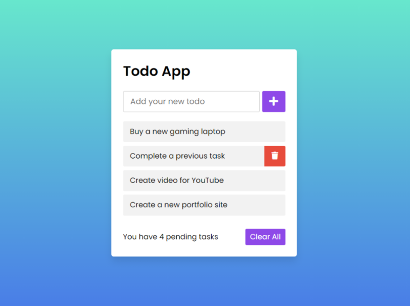 to do list app using html css and javascript