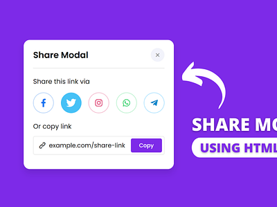 Popup Share Modal UI Design using HTML CSS & JavaScript