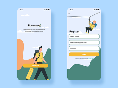 Sign up - Runaway mobile ui sign up travel ui